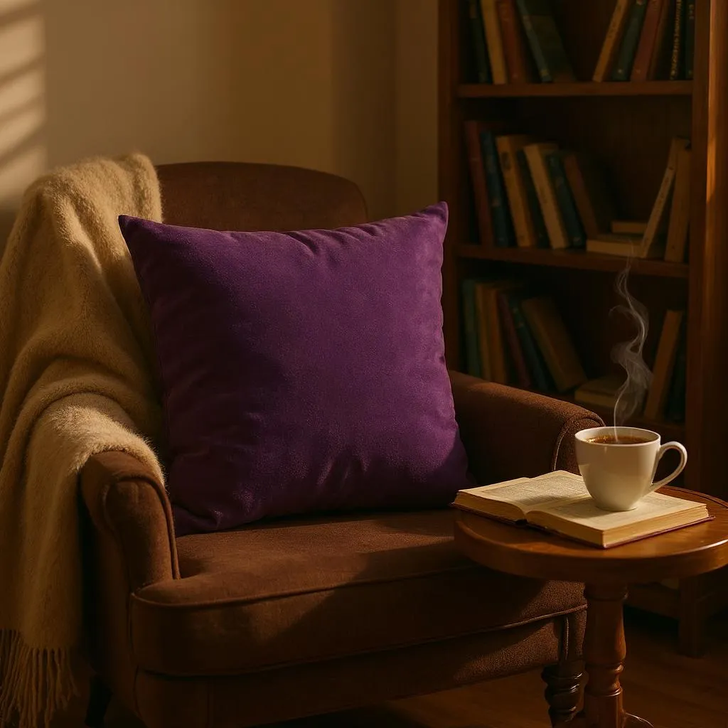 Multicoloured Floral Embroidery Soft Wool Felt Cushion Cover, Purple Backed - 45x45cm