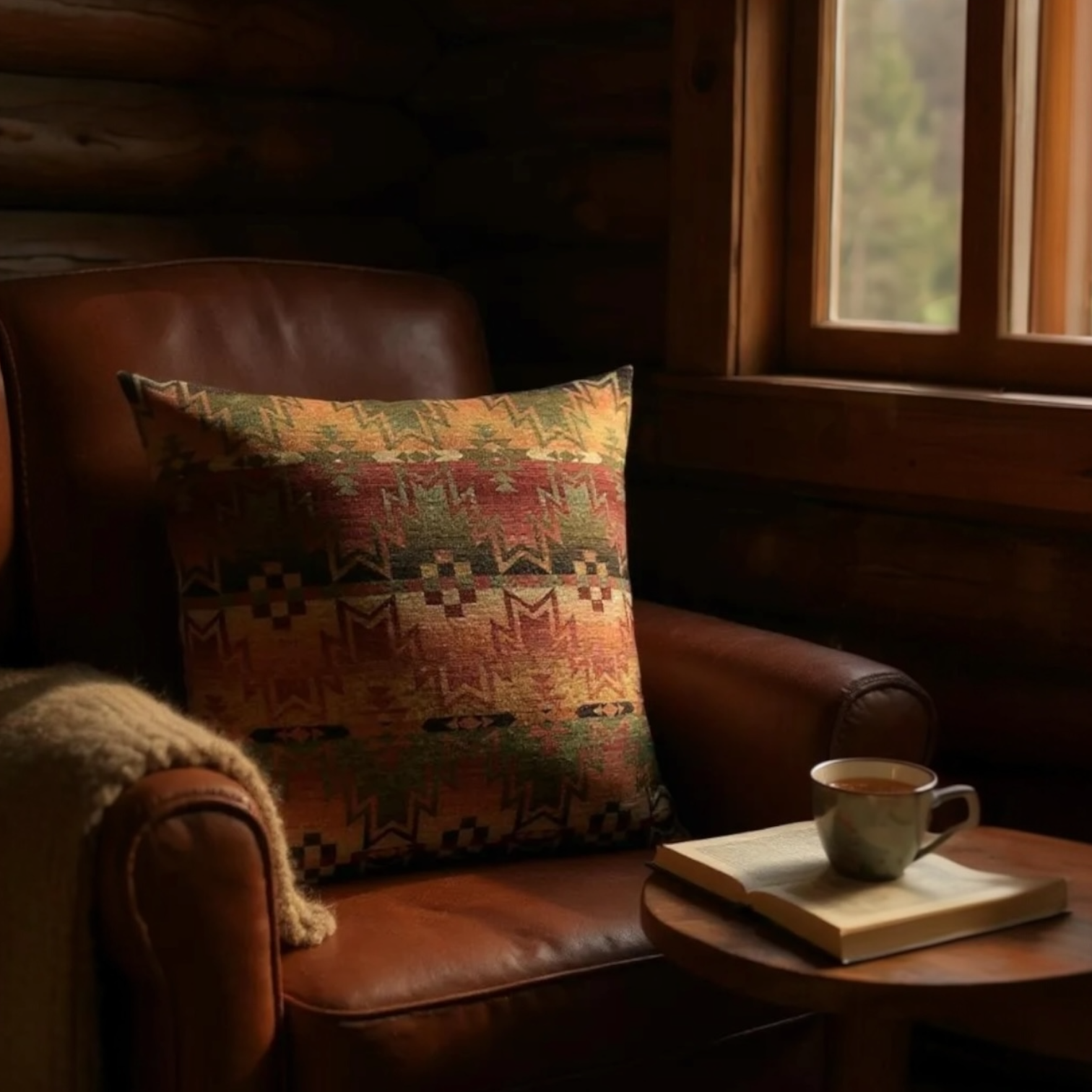 Vintage Mulberry Home Large Kilim Style Wool Bolster Cushion - 70x70cm