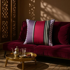 Multicoloured Geometric Striped Silk Cushion, Reversible - 50x50cm