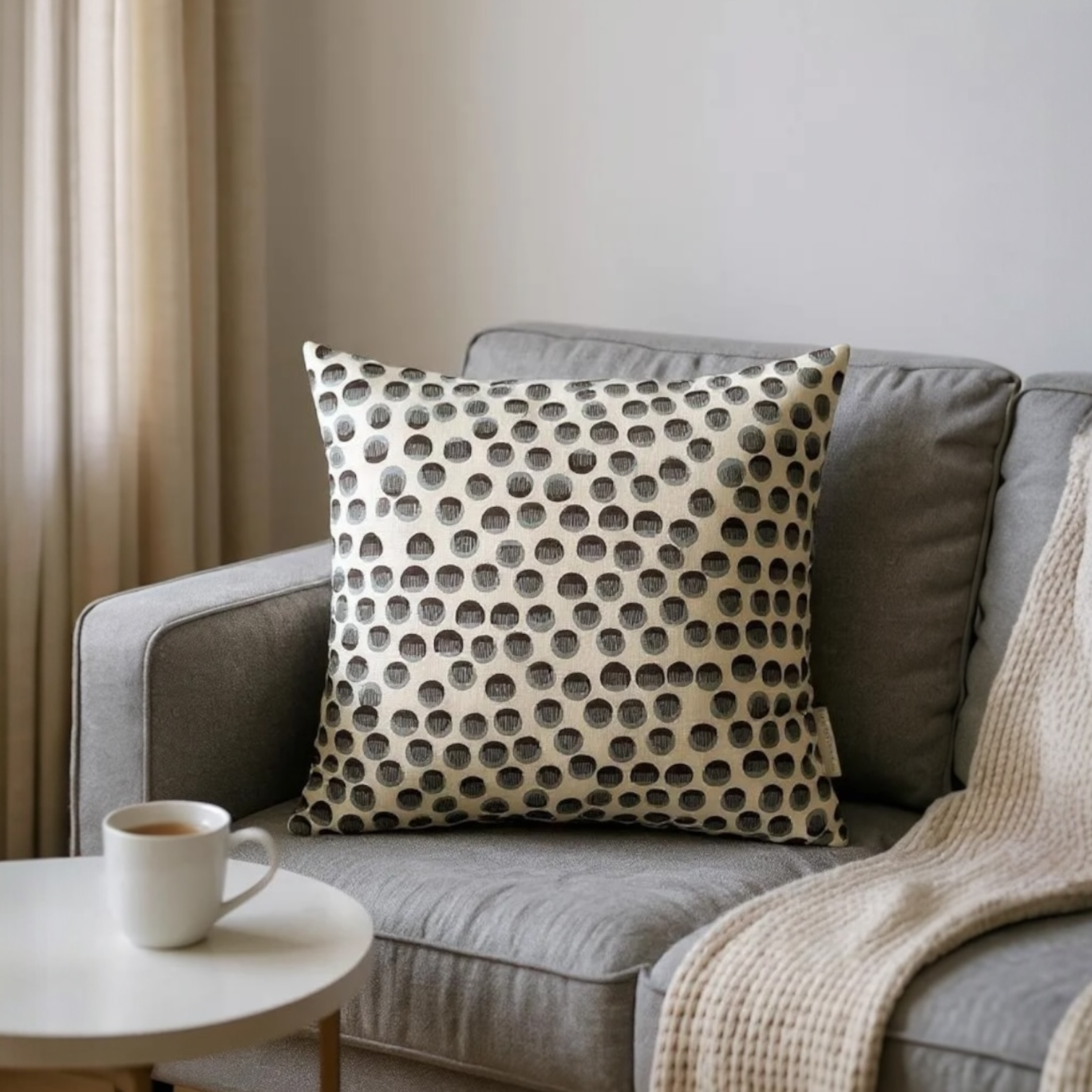 Multicoloured Spotted Velvet Cushion - 45x45cm
