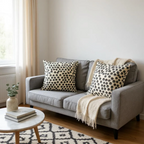 Multicoloured Spotted Velvet Cushion - 45x45cm
