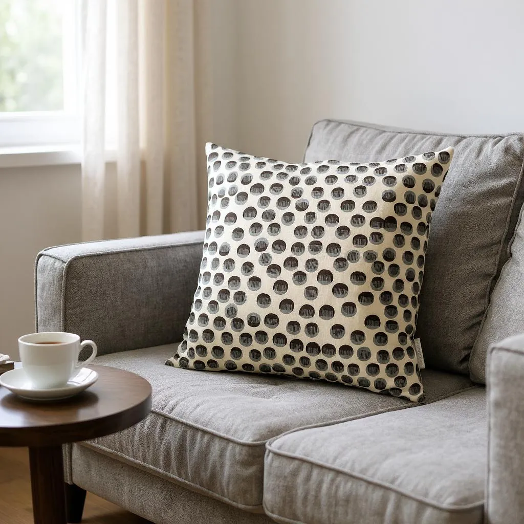 Multicoloured Spotted Velvet Cushion - 45x45cm