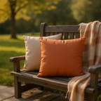 Grey & Orange Embroidered Paisley Silk Cushion, Reversible, 40x40cm