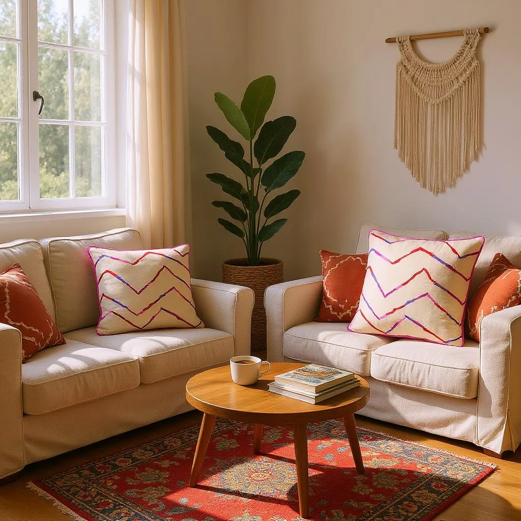Reversible silk backed sustainable cushion 45x45cm