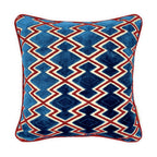 Textured Red & Blue Kilim Motif Cushion - 40x40cm