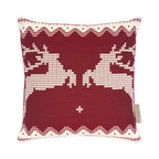 Red & Cream Deer Motif Cushion, Reversible - 35x35cm