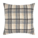 Brown, Beige & Blue Coloured Flannel Wool Checked Cushion Cover - 45x45cm