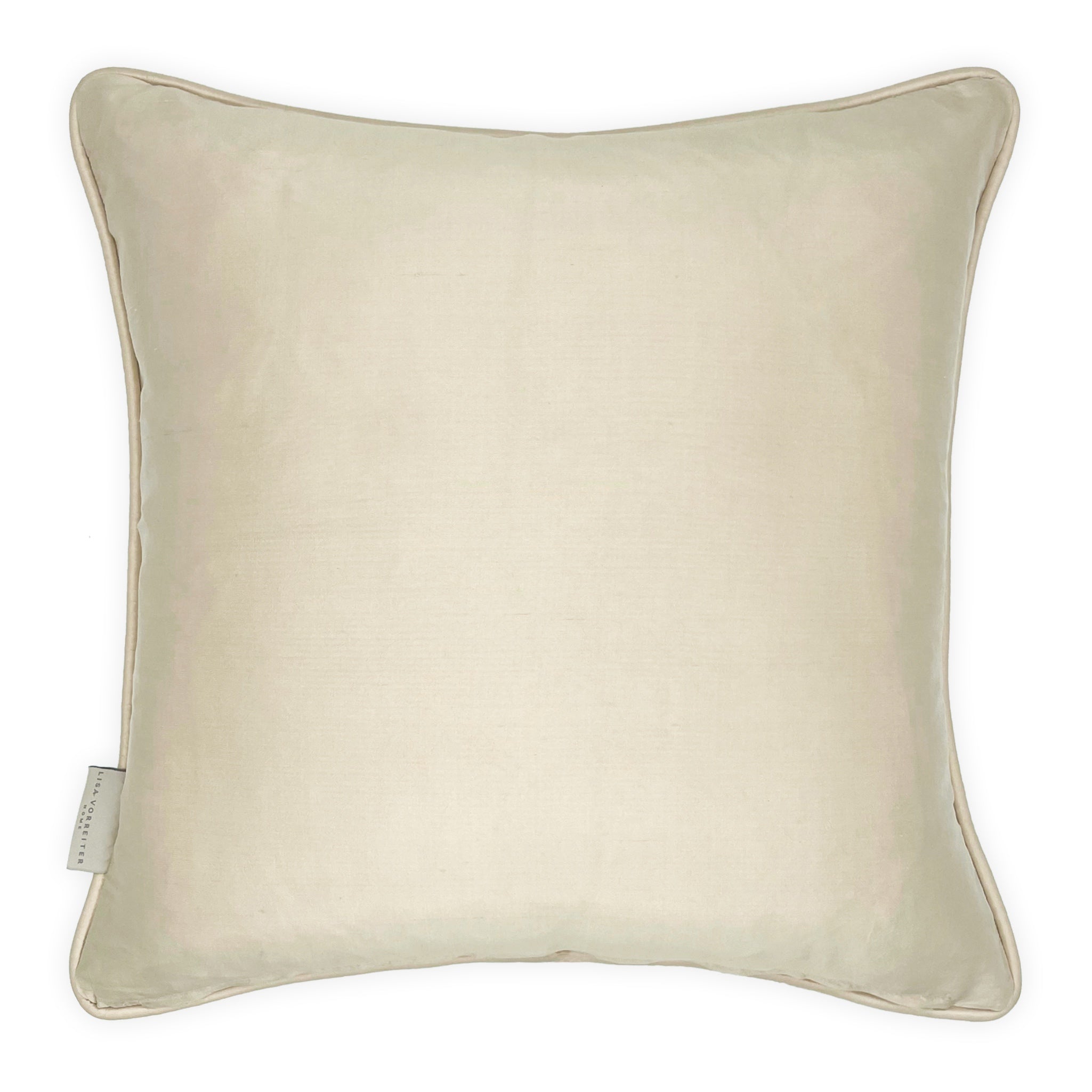 Multicoloured Bird Print on Cream Cotton Cushion, Reversible - 50x50cm