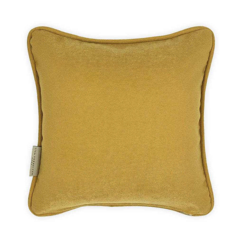 Yellow & Green Floral Printed Cushion, Reversible - 35x35cm