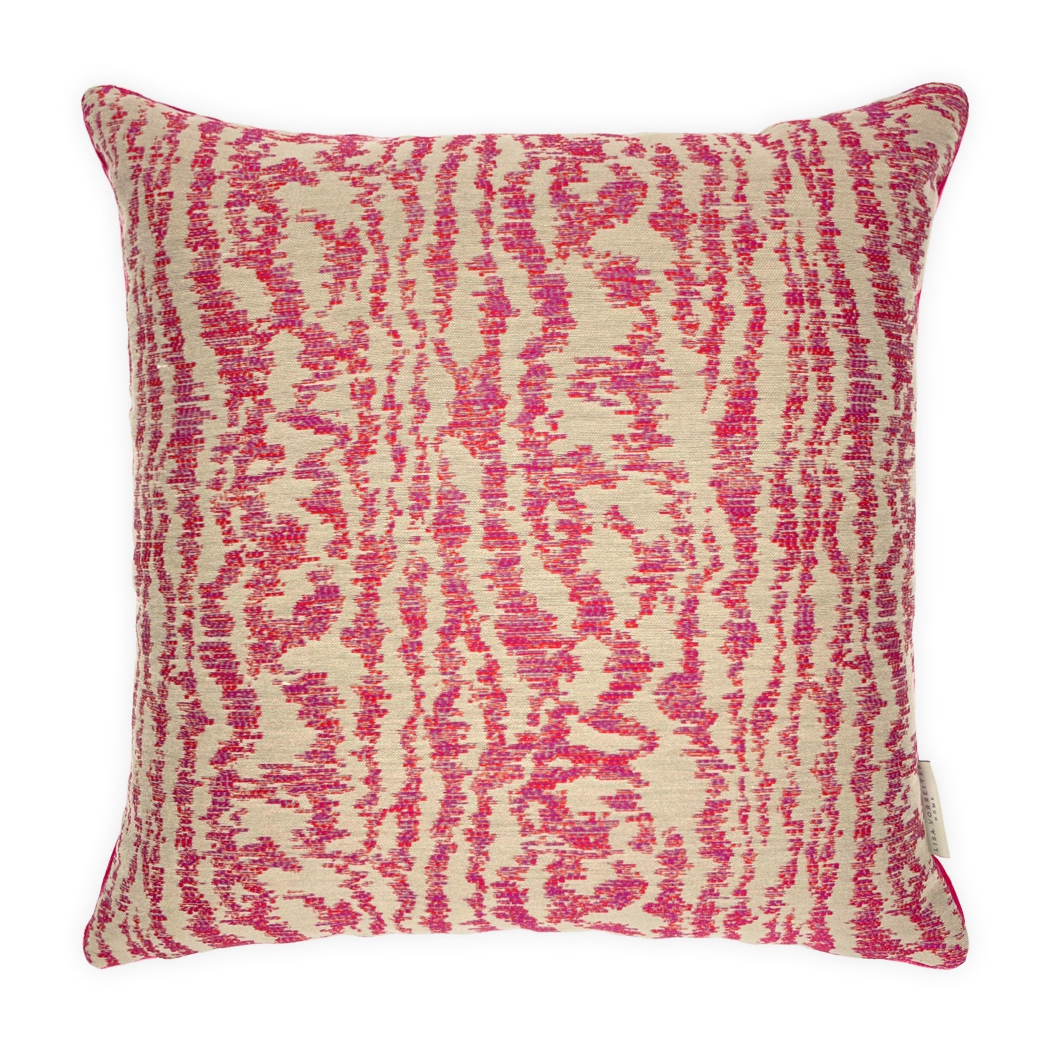 Pink & Beige Jacquard Cushion Cover, Reversible - 45x45cm