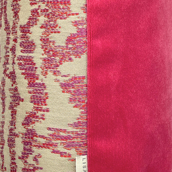 Pink & Beige Jacquard Cushion Cover, Reversible - 45x45cm