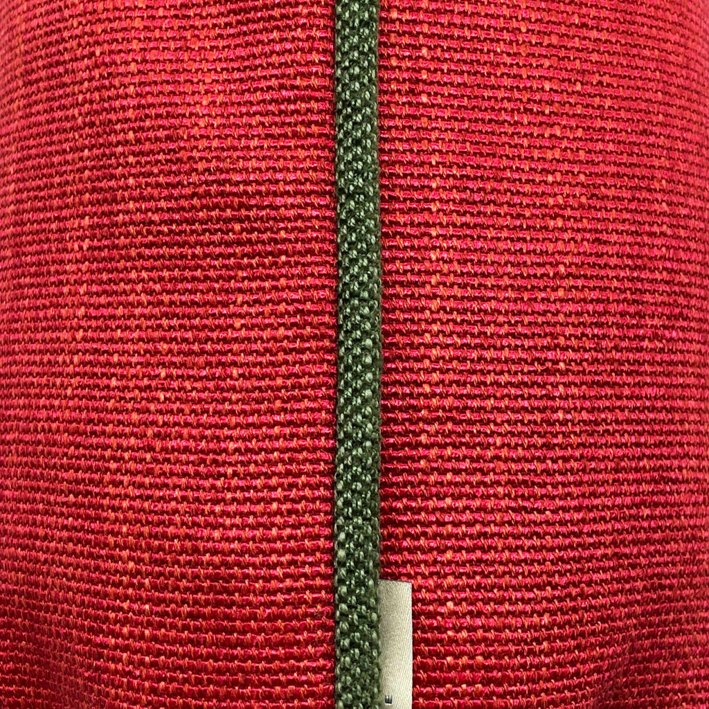 Textured Red Cushion Cover with Green Piping - 40x40cm