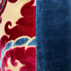 Red & Blue Velvet Paisley Devoré Cushion, Reversible - 60x60cm