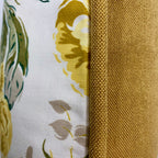 Yellow & Green Floral Printed Cushion, Reversible - 35x35cm