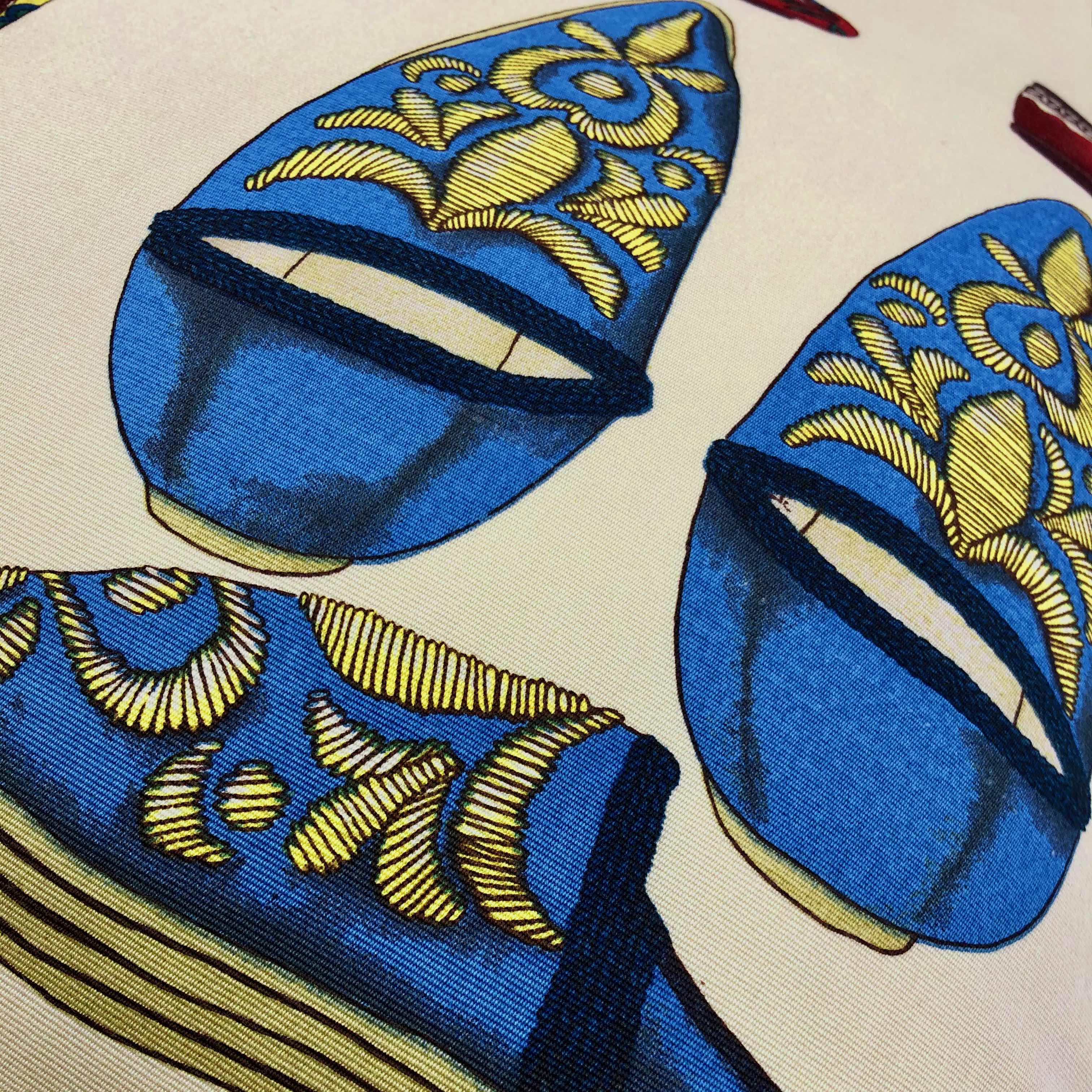 Shoe Print on Cotton, Silk Backed Cushion, Reversible - 60x60cm