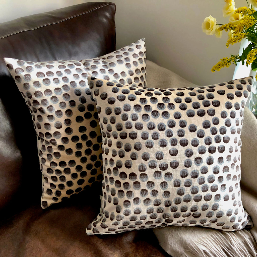 Multicoloured Spotted Velvet Cushion - 45x45cm