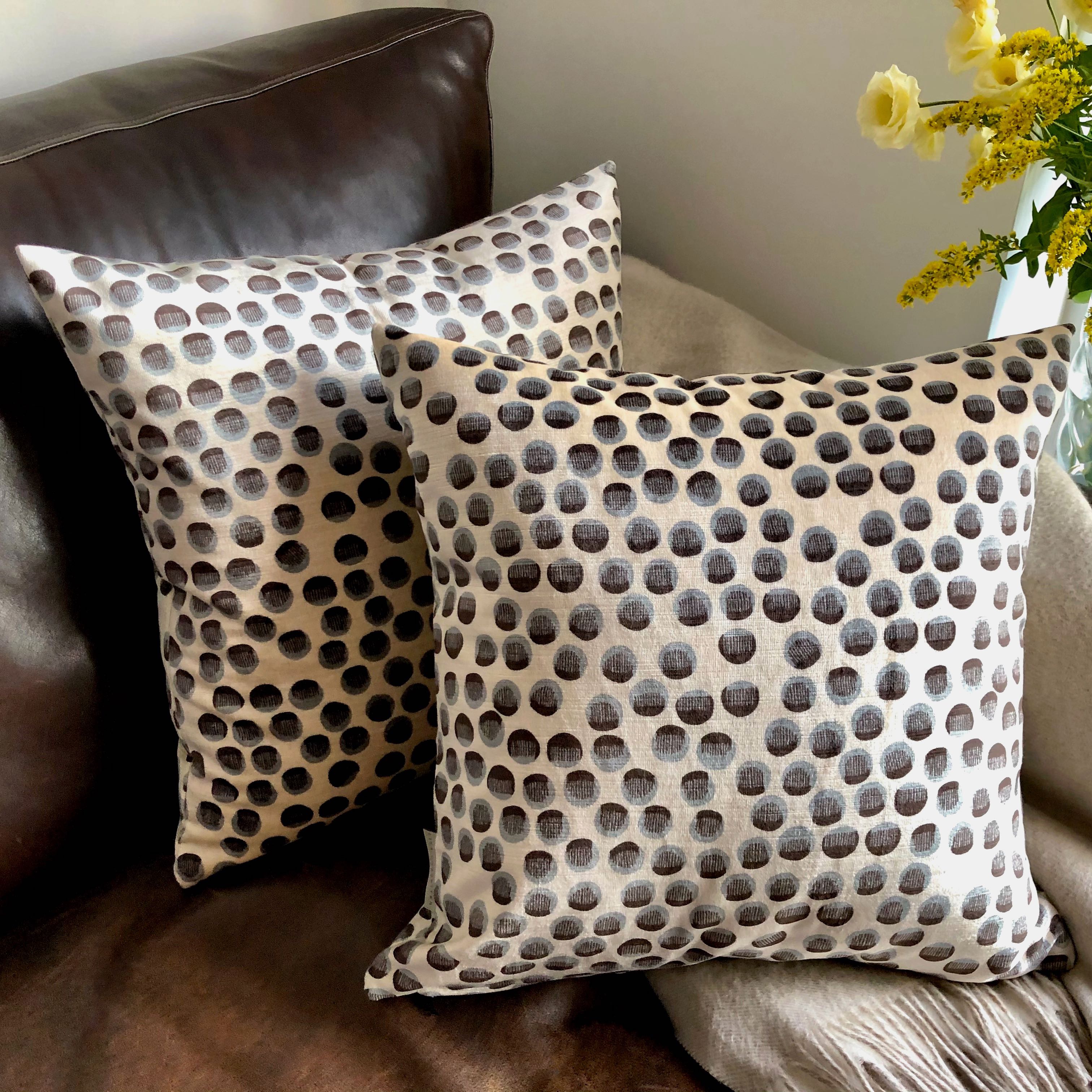 Multicoloured Spotted Velvet Cushion - 45x45cm