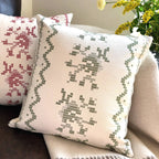 Red & Cream Deer Motif Cushion, Reversible - 35x35cm